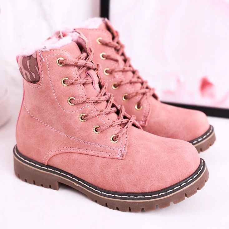 Apawwa Kinderstiefel Trappers mit Fell gewärmt Pink London rosa 2