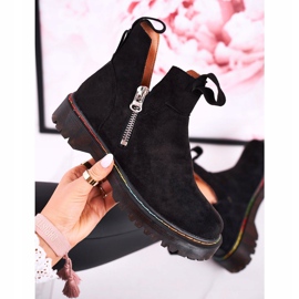 Chelsea Boots für Damen mit bunten Nähten Wildleder Schwarz Addison 1