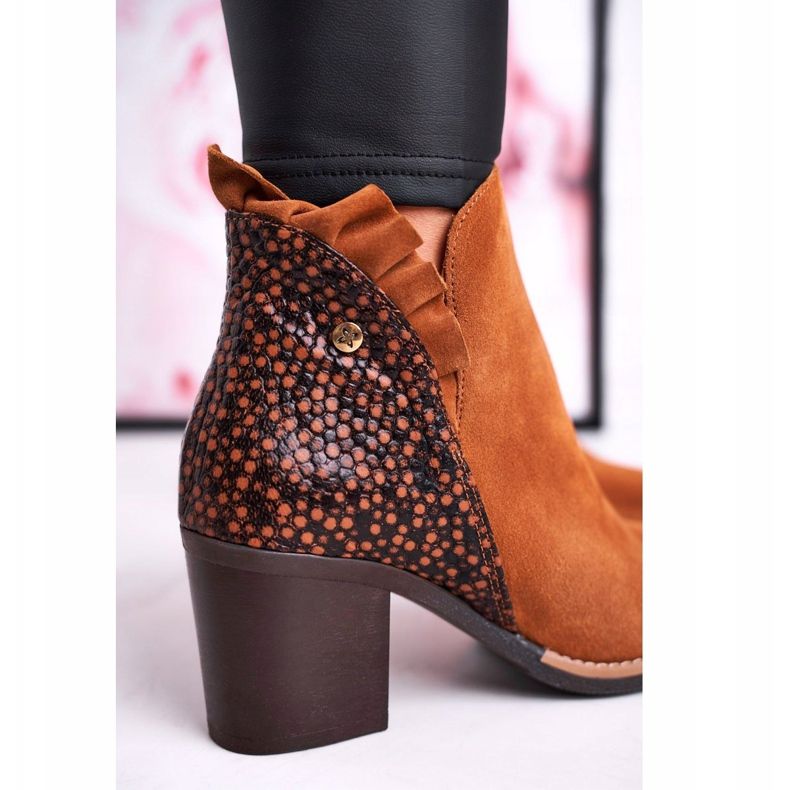 Damen Lederstiefel auf hohem Absatz Maciejka Rot 04833 braun 1