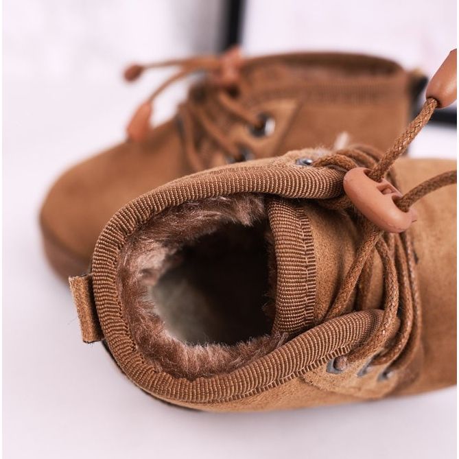 Kinder-Schnür-Schneestiefel mit Fell gewärmt Braun Hunter 1