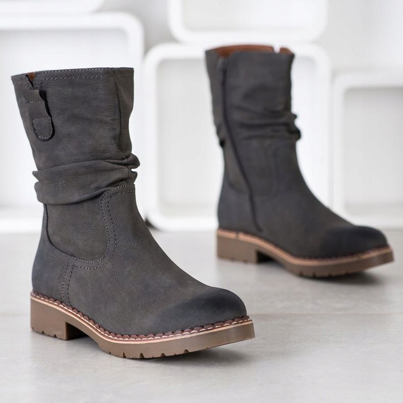 Super Mode Stiefel mit gerafftem Obermaterial grau 1