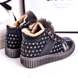 Linshi Warme Stiefel für Kinder Sneakers in Grau mit Polka Dots Anastasia silber- 3