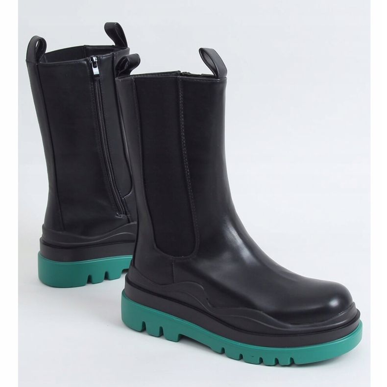 Schwarze Motorradstiefel YK05 SCHWARZ / GRÜN 1