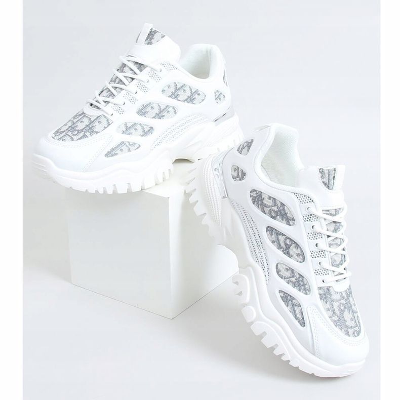 Weiße Damen Sportschuhe VL123 Weiß grau 1