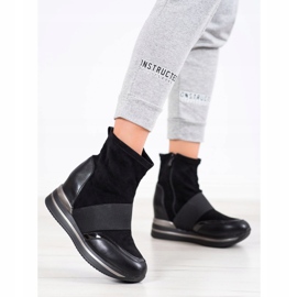 SHELOVET Modische Keilstiefel schwarz 2