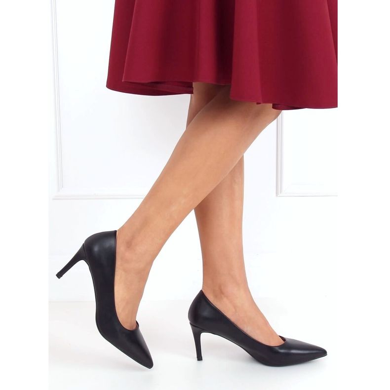 Schwarz CD62P Schwarze Stilettos mit niedrigem Absatz 1