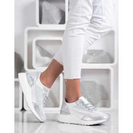 Goodin Stylische Ledersneaker weiß silber- 1