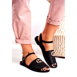 Schwarze Damen Flache Sandalen Lu Boo Geflochtene Felicia 2