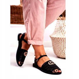 Schwarze Damen Flache Sandalen Lu Boo Geflochtene Felicia 3