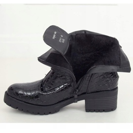 Schwarze Lackleder Damenstiefel SP74-1 Schwarz 1