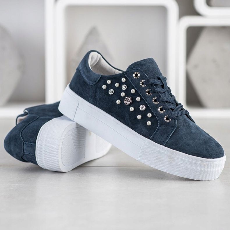 Filippo Ledersneaker auf der Plattform navy blau blau 1