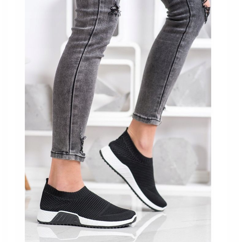 Goodin Sportliche schwarze Slipper 2