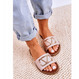 Nicole Klassische Hausschuhe aus Leder für Damen Beige Evie rosa 2