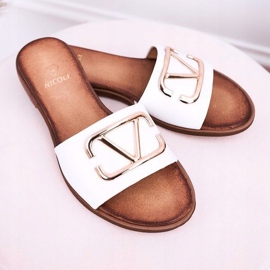 Nicole Klassische Hausschuhe aus Leder für Damen Weiß Evie 2