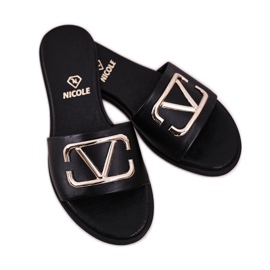 Nicole Klassische Lederhausschuhe für Damen Schwarz Evie 1