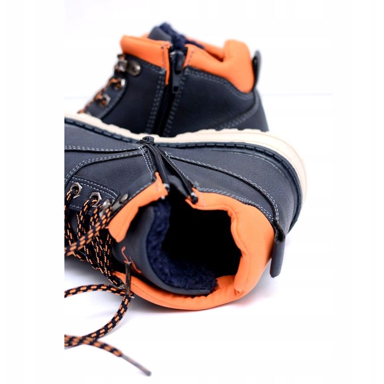 Vico Warme Stiefel für Jungen in Marineblau mit Fleece Billy navy blau orange 3