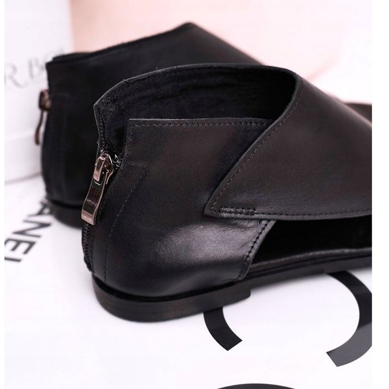 Nicole Flache Ledersandalen für Damen Schwarz Natalie 1