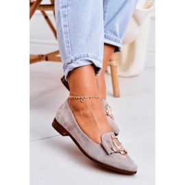 Nicole Damen Wildleder Loafer Beige Mary-Jane Ballerinas 2