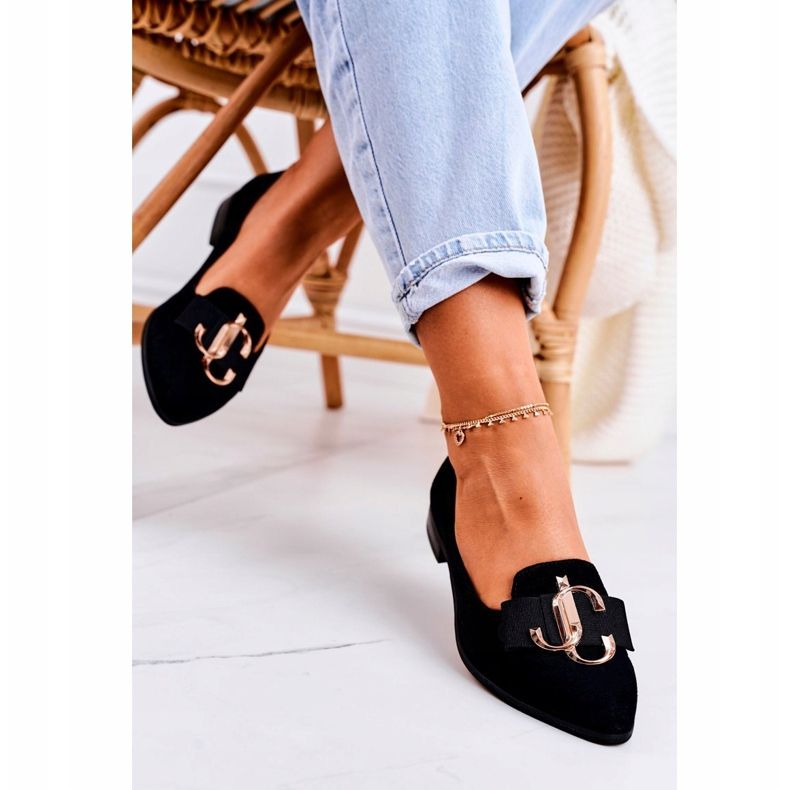 Nicole Damen Wildleder Loafer Schwarz Mary-Jane Ballerinas 1