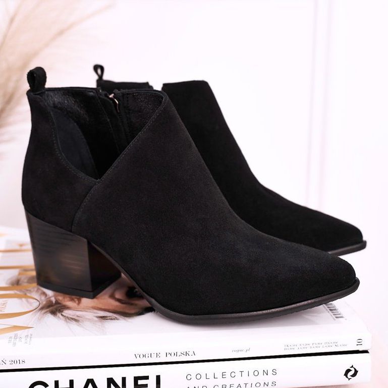 Nicole Damenstiefel mit ausgeschnittenem Wildleder Schwarz Lawrence 2