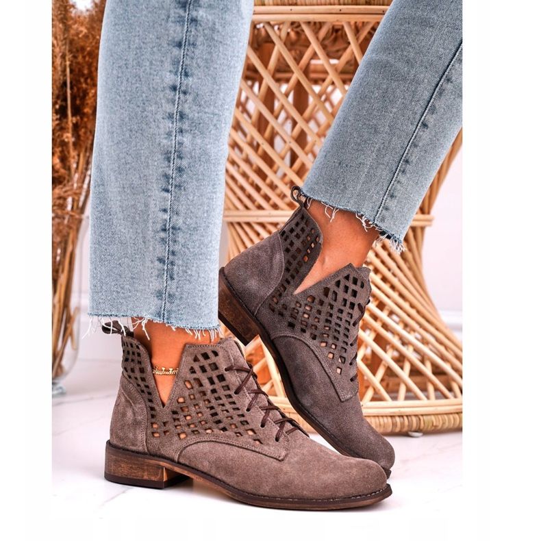 Nicole Durchbrochene Suede Brown Susannah Stiefel für Damen braun 2