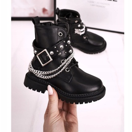 Kinderstiefel mit einer mit Fell isolierten Kette Black Dolly schwarz 1