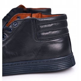 Bednarek Polish Shoes Herren Lederschuhe Sneakers Bednarek Marineblau 1