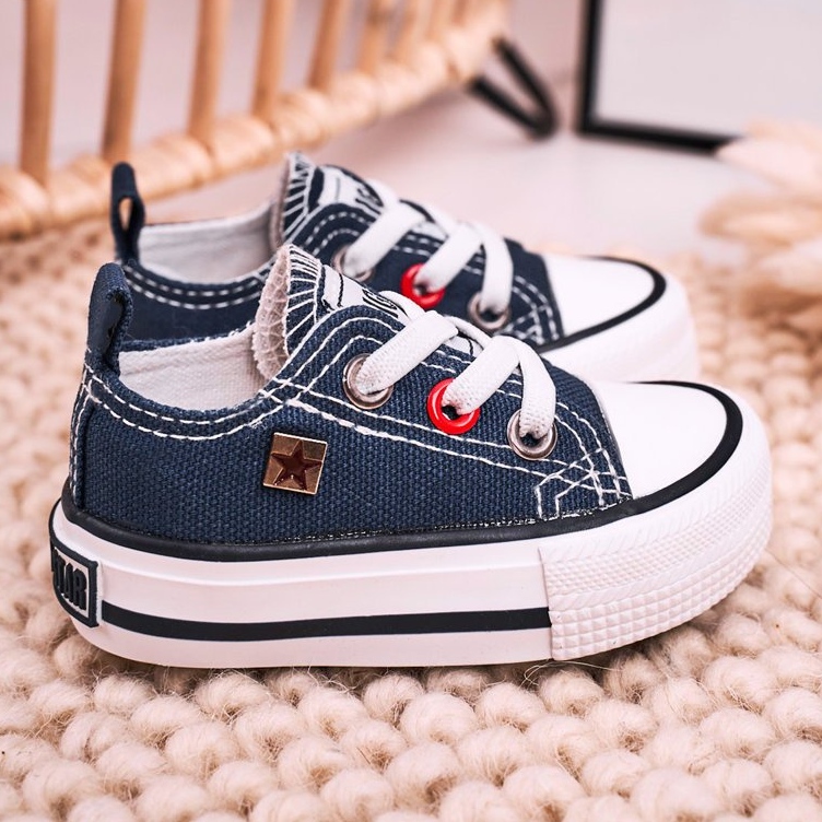 Klassisch niedrige Sneakers für Kinder Big Star HH374195 Marineblau 2