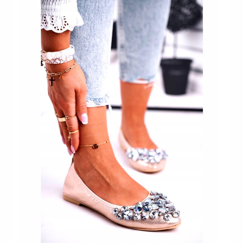 SEA Ballerinas für Damen mit goldenen Kristallsteinen 1