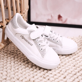 Apawwa Kindersneaker mit Brokat Weiß und Silber Camila 2