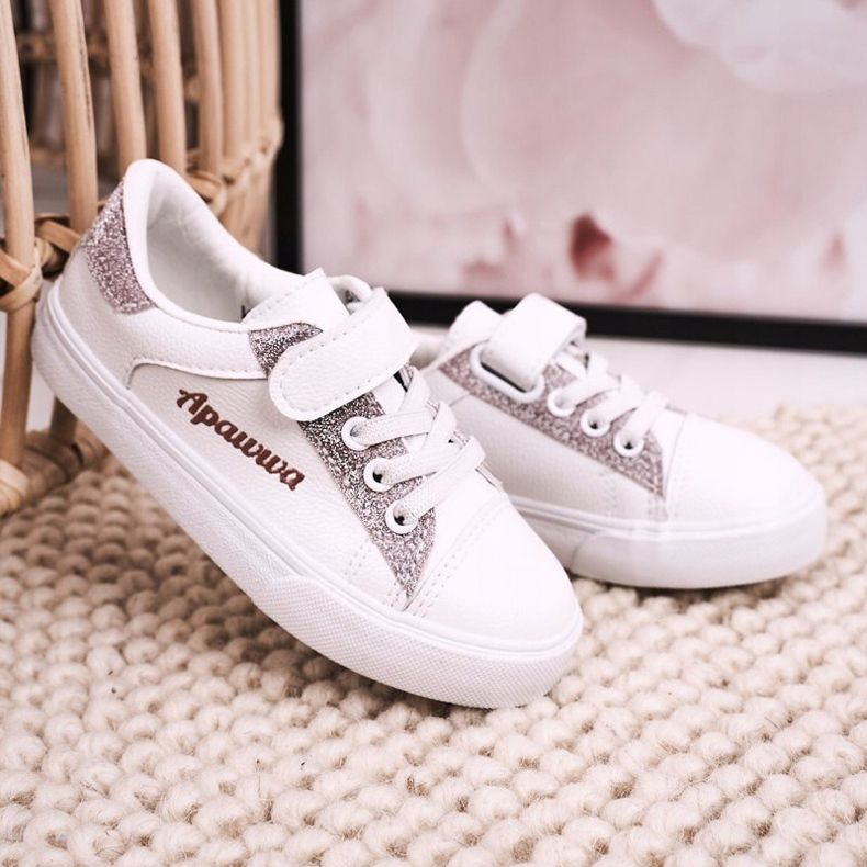 Apawwa Kinder-Sneakers mit weißem Brokat Camila 2