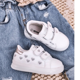 Apawwa Kindersportschuhe mit leuchtender Sohle Led Weiß-Silber Boomer 1