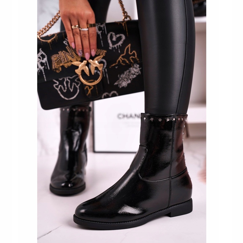 J.STAR But Damen Schwarz Warm Lackierte Stiefel mit Jets, Performance 2