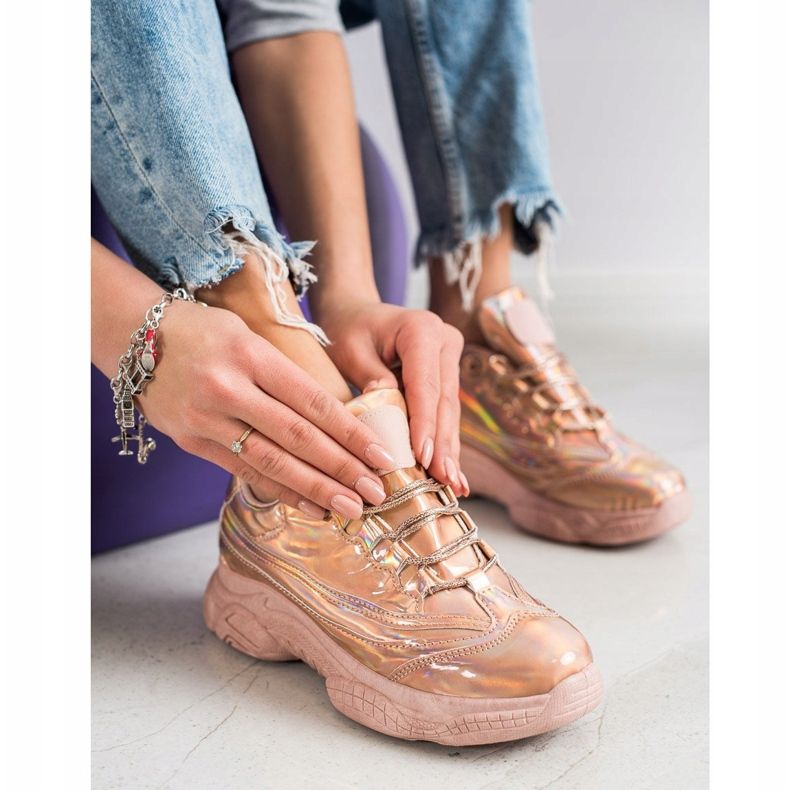 Ideal Shoes Sneaker mit Holo-Effekt rosa 2