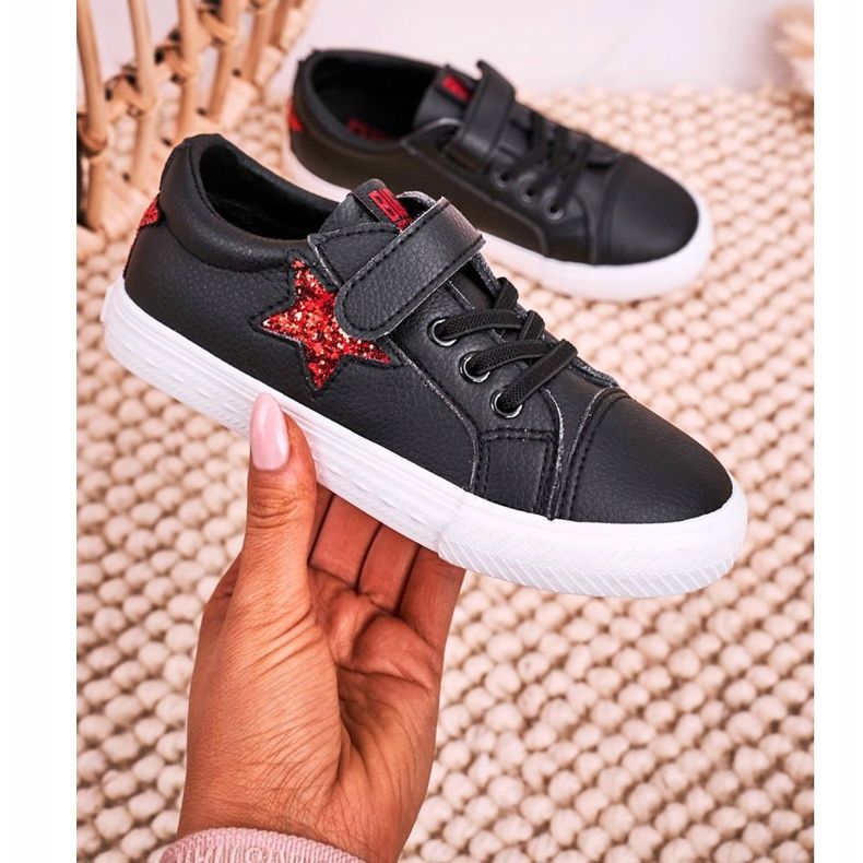 Kinder-Ledersneaker mit Stern Big Star DD374105 Schwarz 1