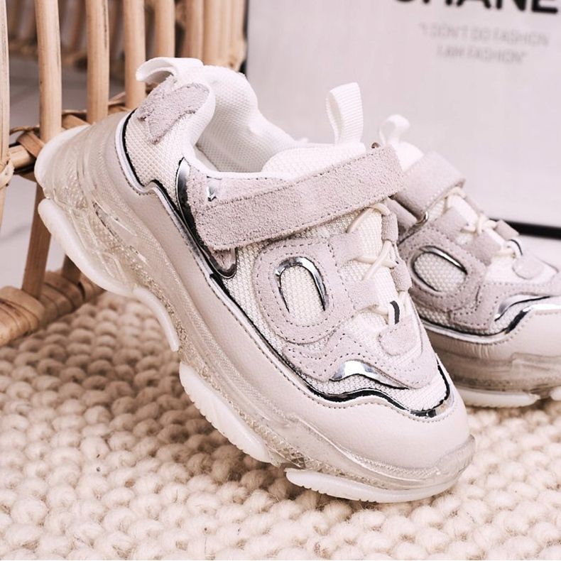 Apawwa Sportschuhe für Kinder Turnschuhe mit transparenter Sohle Weiß Bailey 1