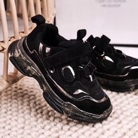 Apawwa Sportschuhe für Kinder Sneakers mit transparenter Sohle Schwarz Bailey 1