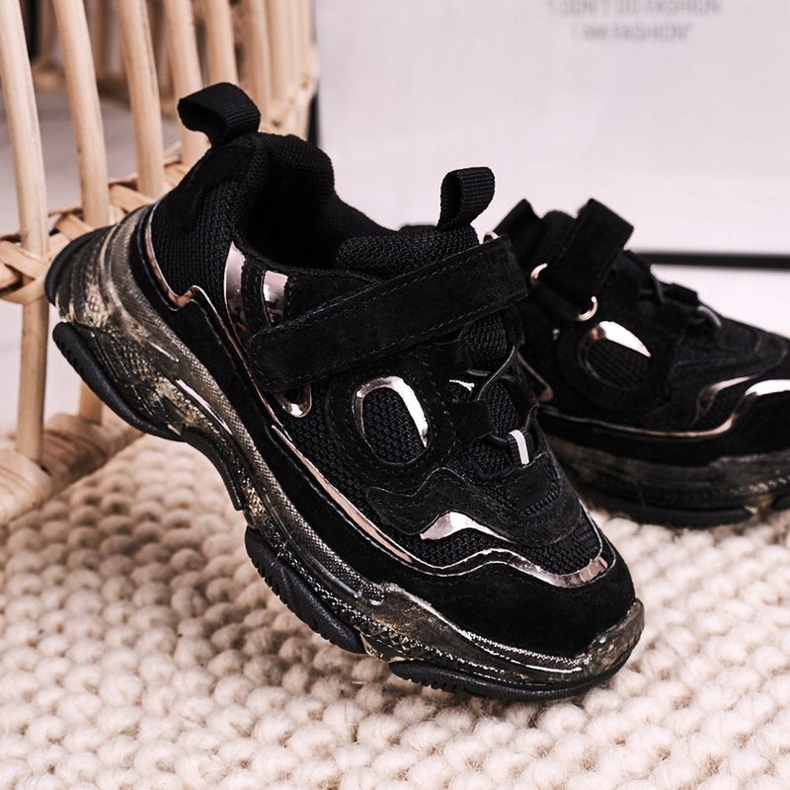 Apawwa Sportschuhe für Kinder Sneakers mit transparenter Sohle Schwarz Bailey 1