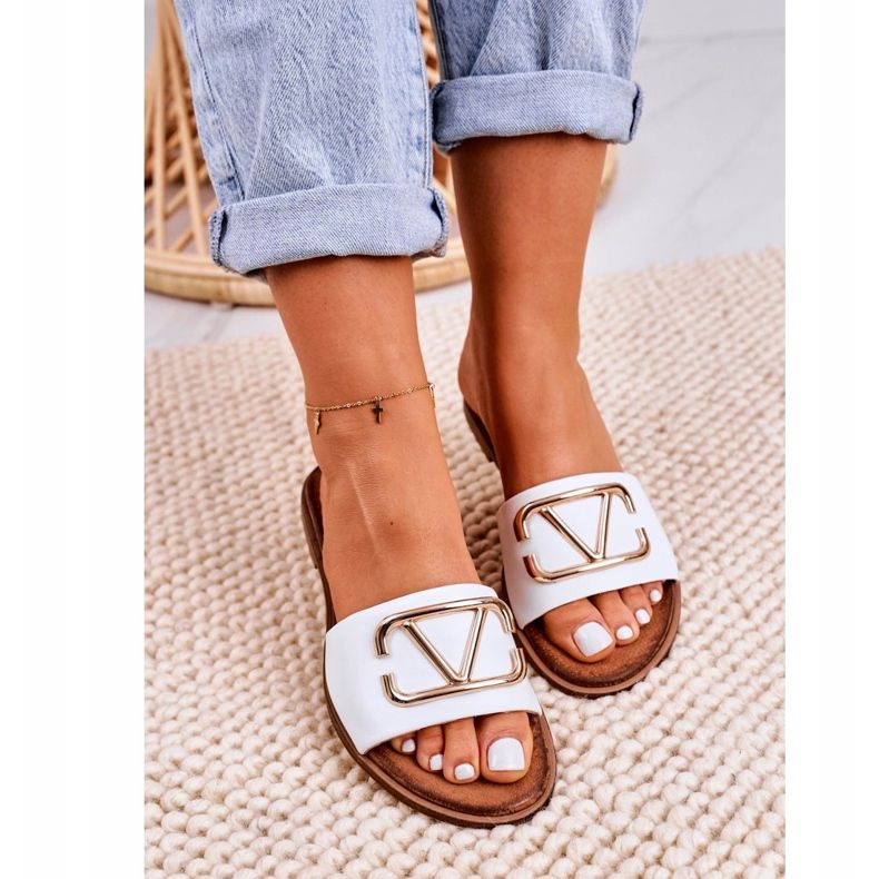 Nicole Klassische Hausschuhe aus Leder für Damen Weiß Evie 1