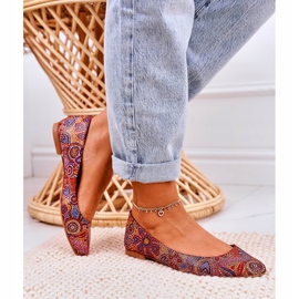 Damen Leder Maciejka Ballerinas Rot mit Blumen 04100-38 mehrfarbig 1