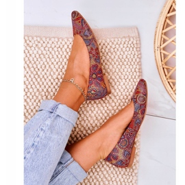 Damen Leder Maciejka Ballerinas Rot mit Blumen 04100-38 mehrfarbig 2