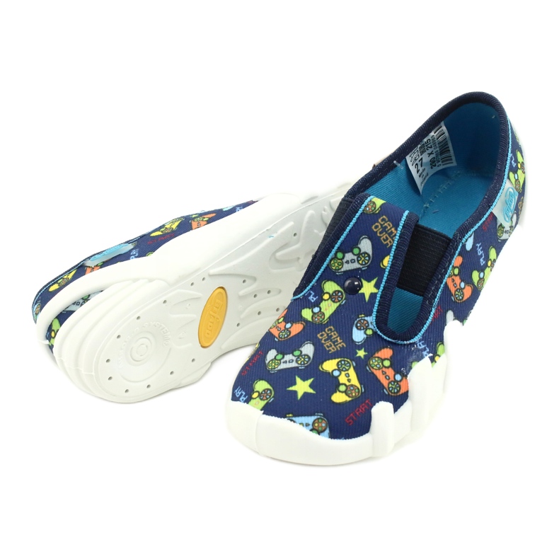 Befado Kinderschuhe 290X215 marineblau blau grau gelb 3