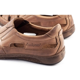 ŁUKPOL Herren durchbrochene Schuhe 978 für den Sommer braun 1