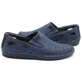 Polbut Herrenschuhe durchbrochene Loafer J68L marineblau navy blau 1