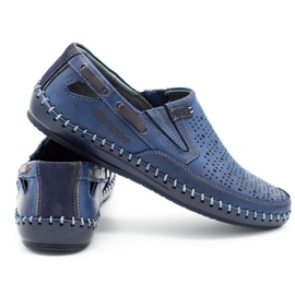 Polbut Herrenschuhe durchbrochene Loafer J68L marineblau 2