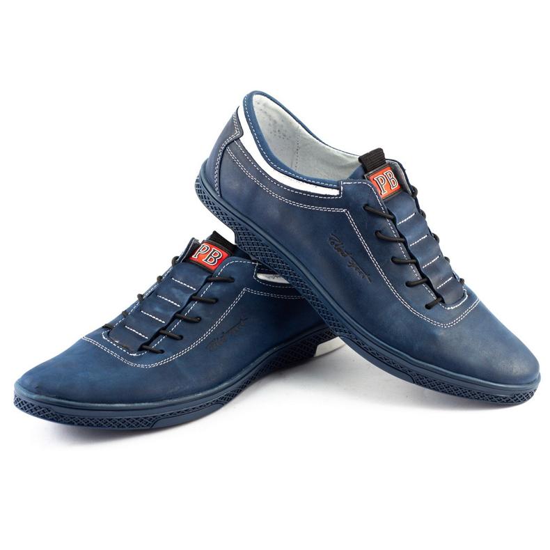 Polbut Freizeitschuhe aus Leder K23 Marineblau mit Weiß 2