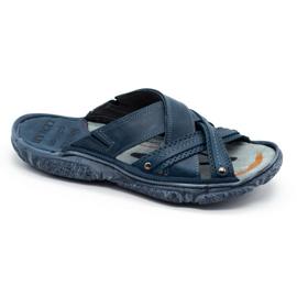 Lemar Herren Lederpantoffeln 1654 Marineblau 1