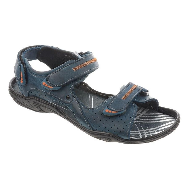 Olivier 323 Marineblaue Sandalen für Herren navy blau 1
