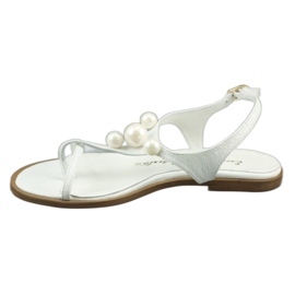 Exclusive Sandalen mit Perlen 618 weiß 1