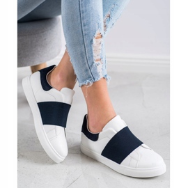 SHELOVET Slipper mit Gummizug weiß marineblau 2